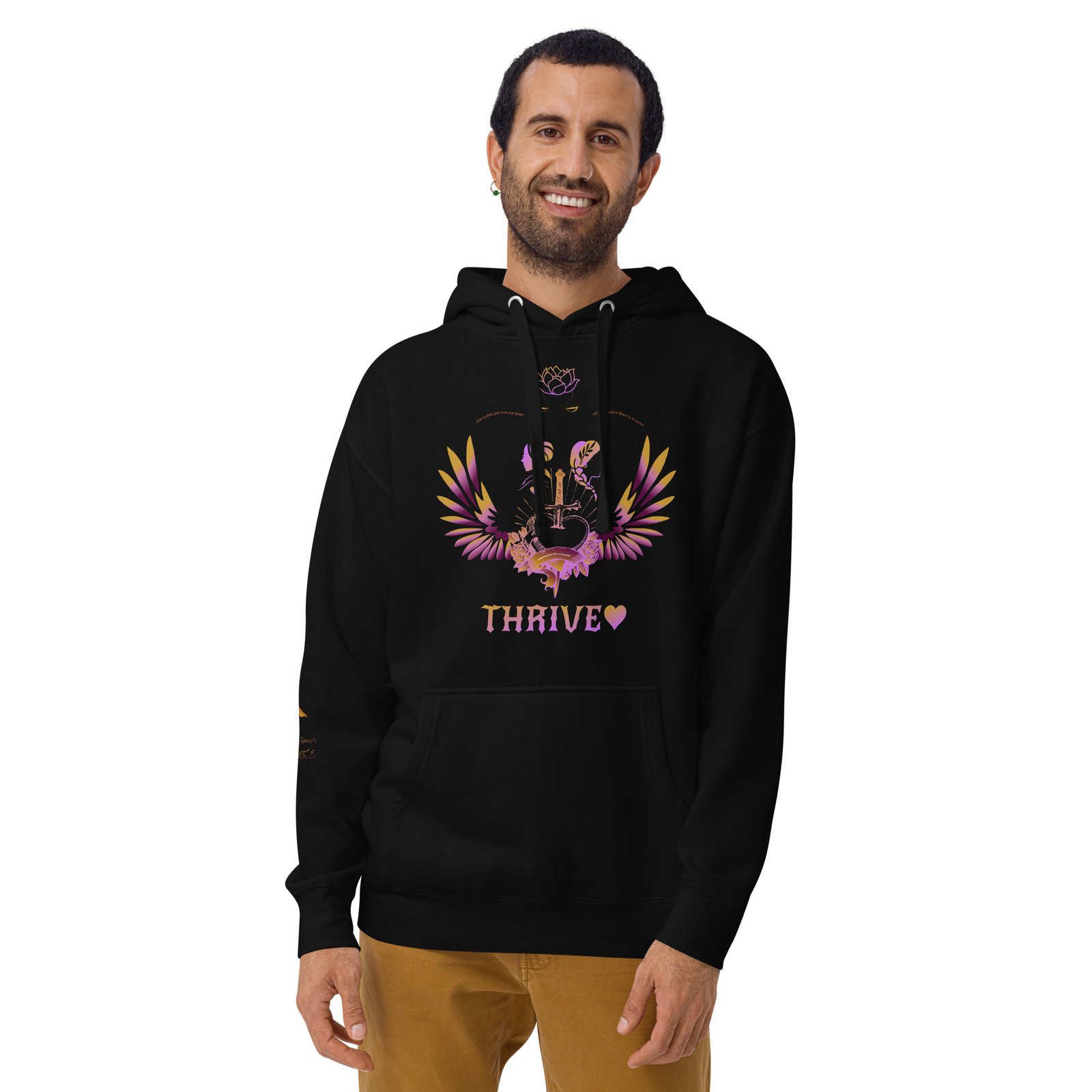 Thrive Purple heart Pierced Heart version of pullover Hoodie (House logo on back and QR on Sleeve) - Image 19