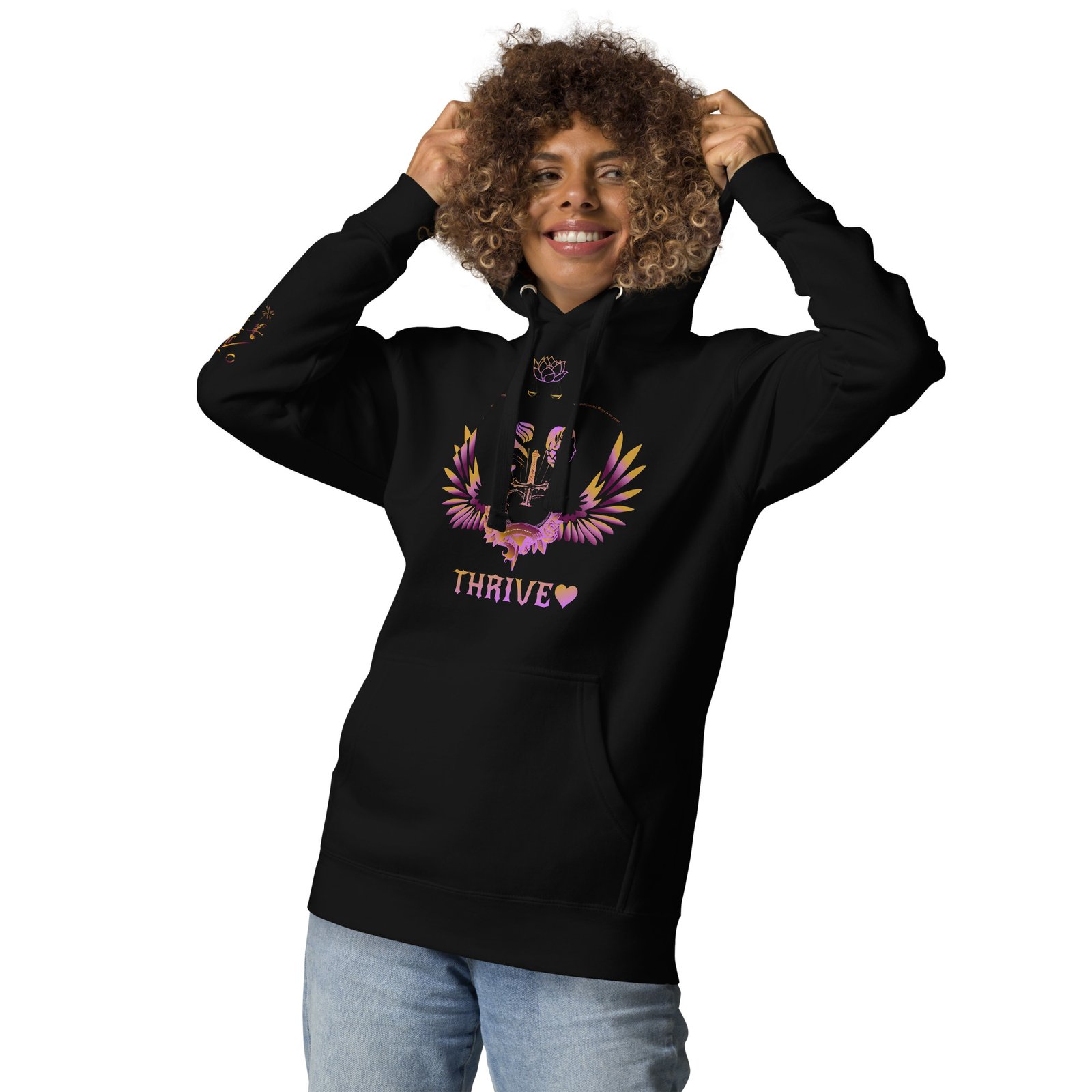 Thrive Purple heart Pierced Heart version of pullover Hoodie (House logo on back and QR on Sleeve) - Image 28