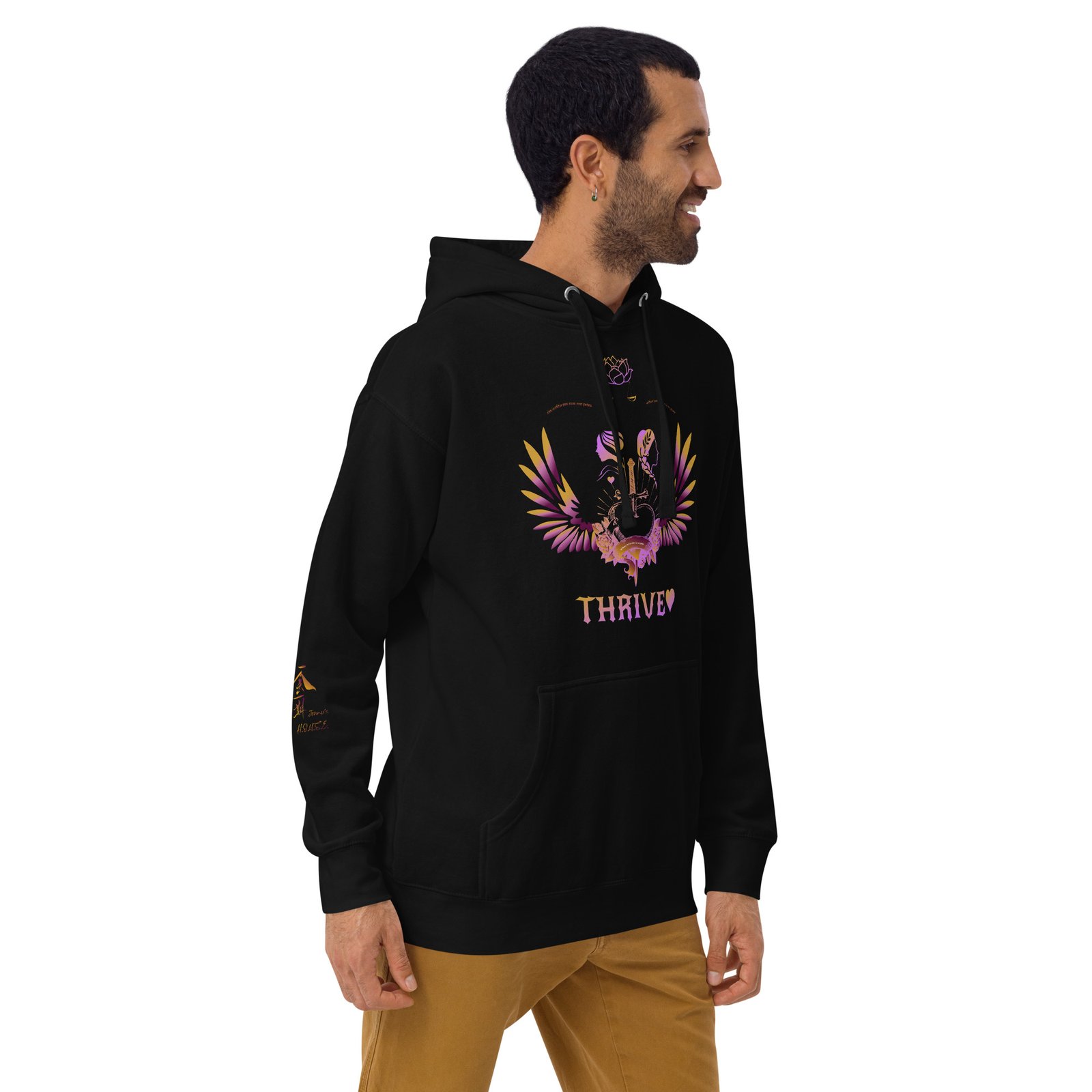 Thrive Purple heart Pierced Heart version of pullover Hoodie (House logo on back and QR on Sleeve) - Image 24