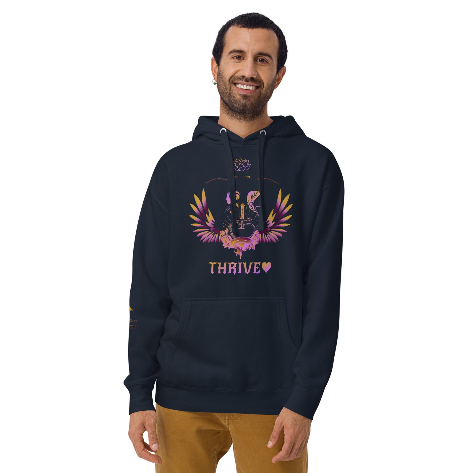Thrive Purple heart Pierced Heart version of pullover Hoodie (House logo on back and QR on Sleeve) - Image 20