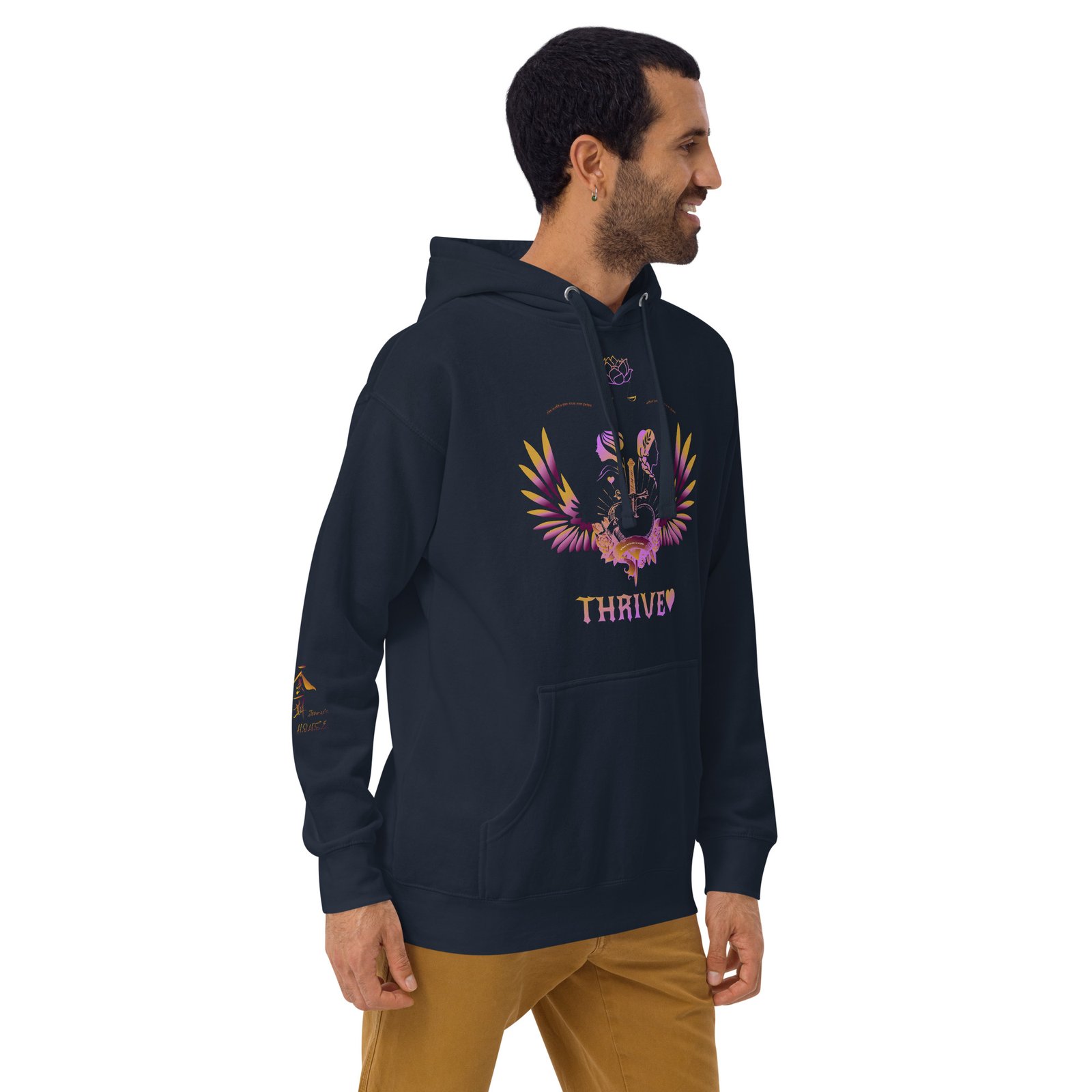 Thrive Purple heart Pierced Heart version of pullover Hoodie (House logo on back and QR on Sleeve) - Image 23