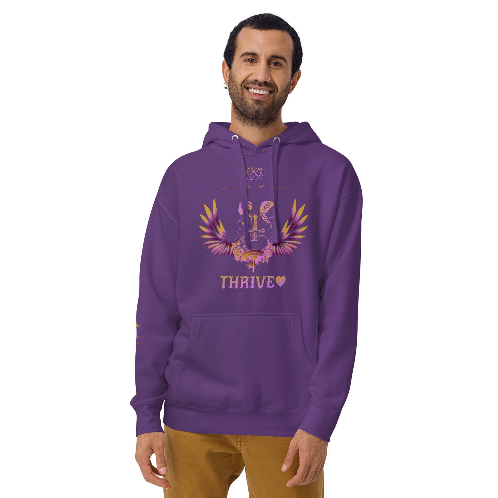Thrive Purple heart Pierced Heart version of pullover Hoodie (House logo on back and QR on Sleeve) - Image 21