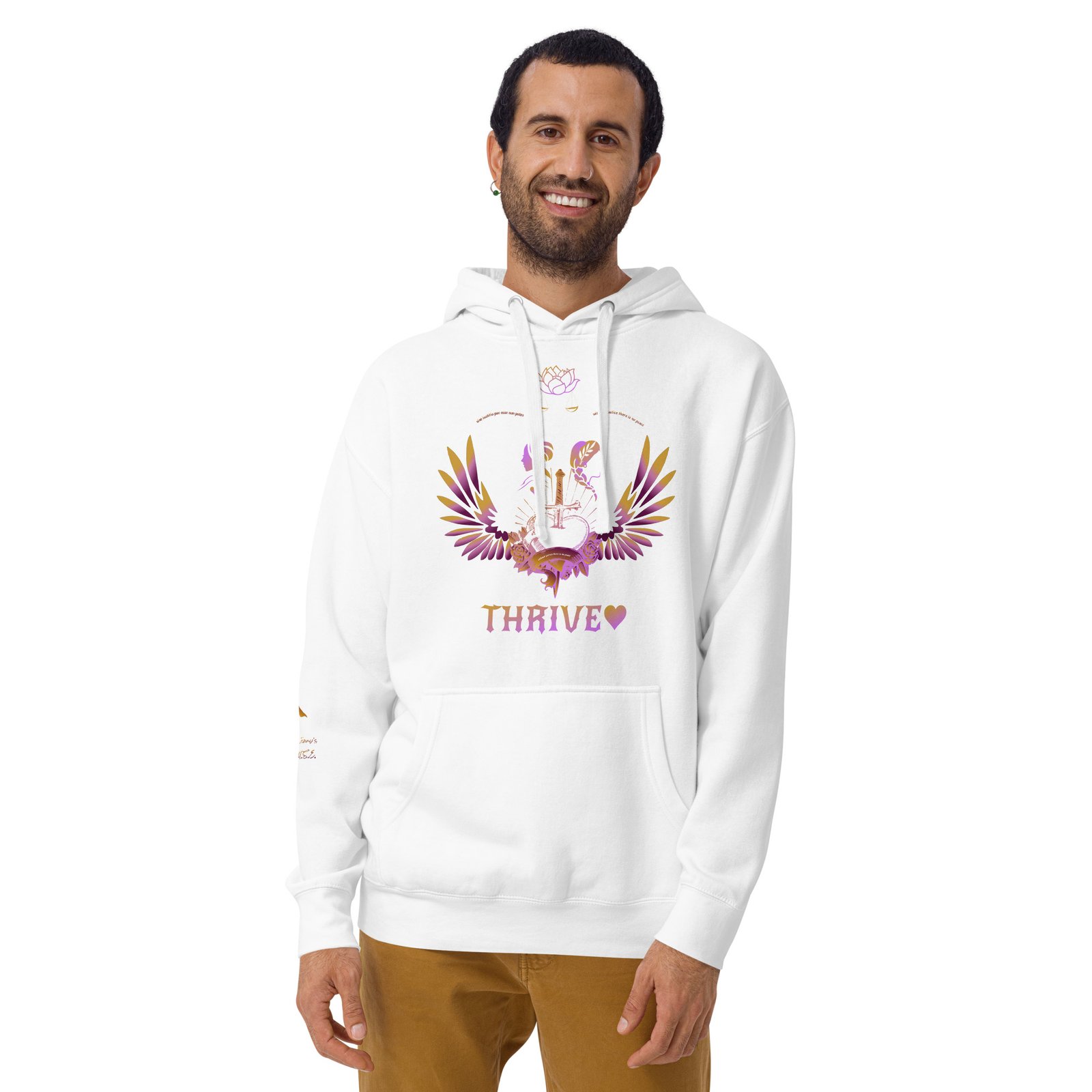 Thrive Purple heart Pierced Heart version of pullover Hoodie (House logo on back and QR on Sleeve) - Image 22