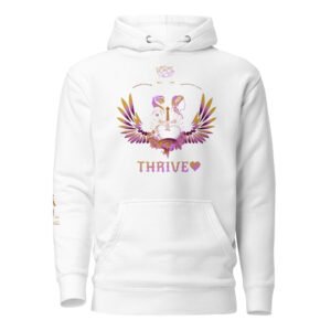 Thrive Purple heart Pierced Heart version of pullover Hoodie (House logo on back and QR on Sleeve)