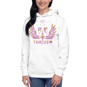 Thrive Purple heart pullover Hoodie (House logo on back and QR on Sleeve) ✦ Safe for school & work