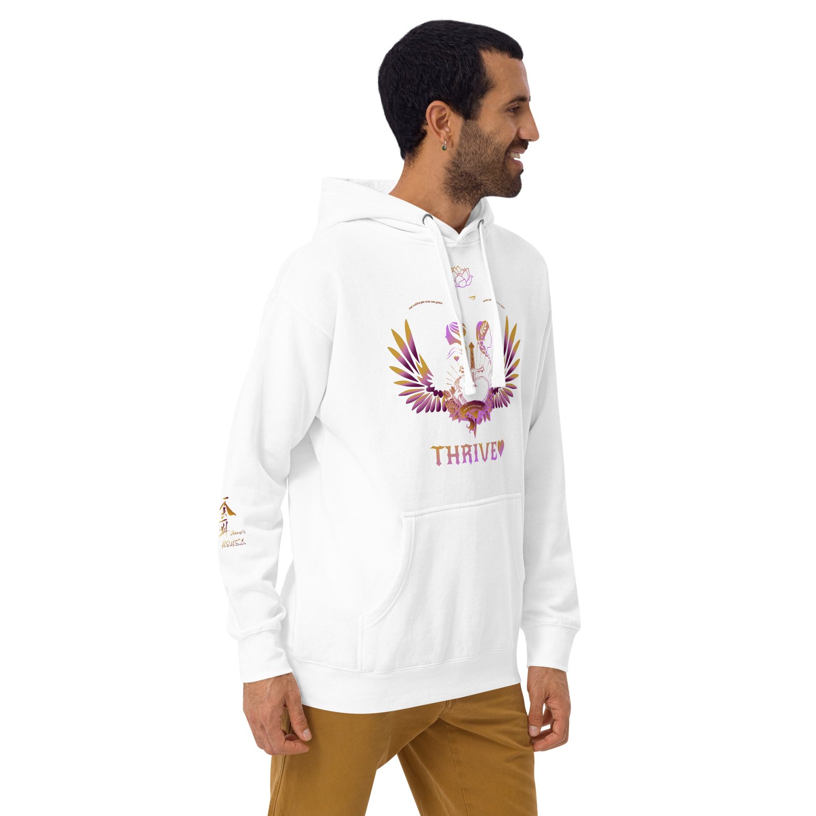Thrive Purple heart Pierced Heart version of pullover Hoodie (House logo on back and QR on Sleeve) - Image 26